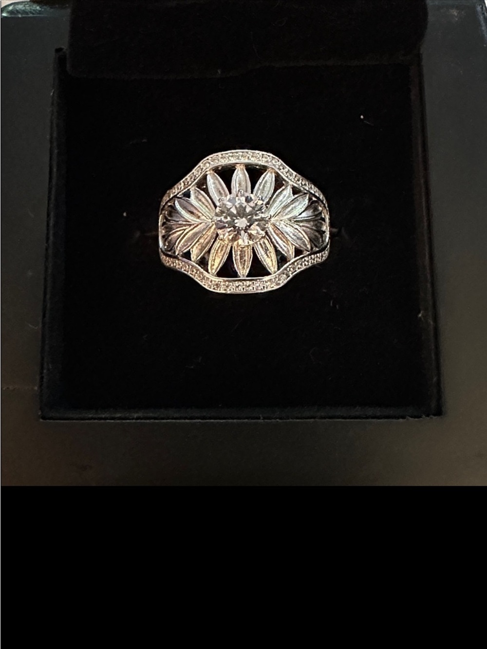 Sunflower Sterling Silver Floral Ring